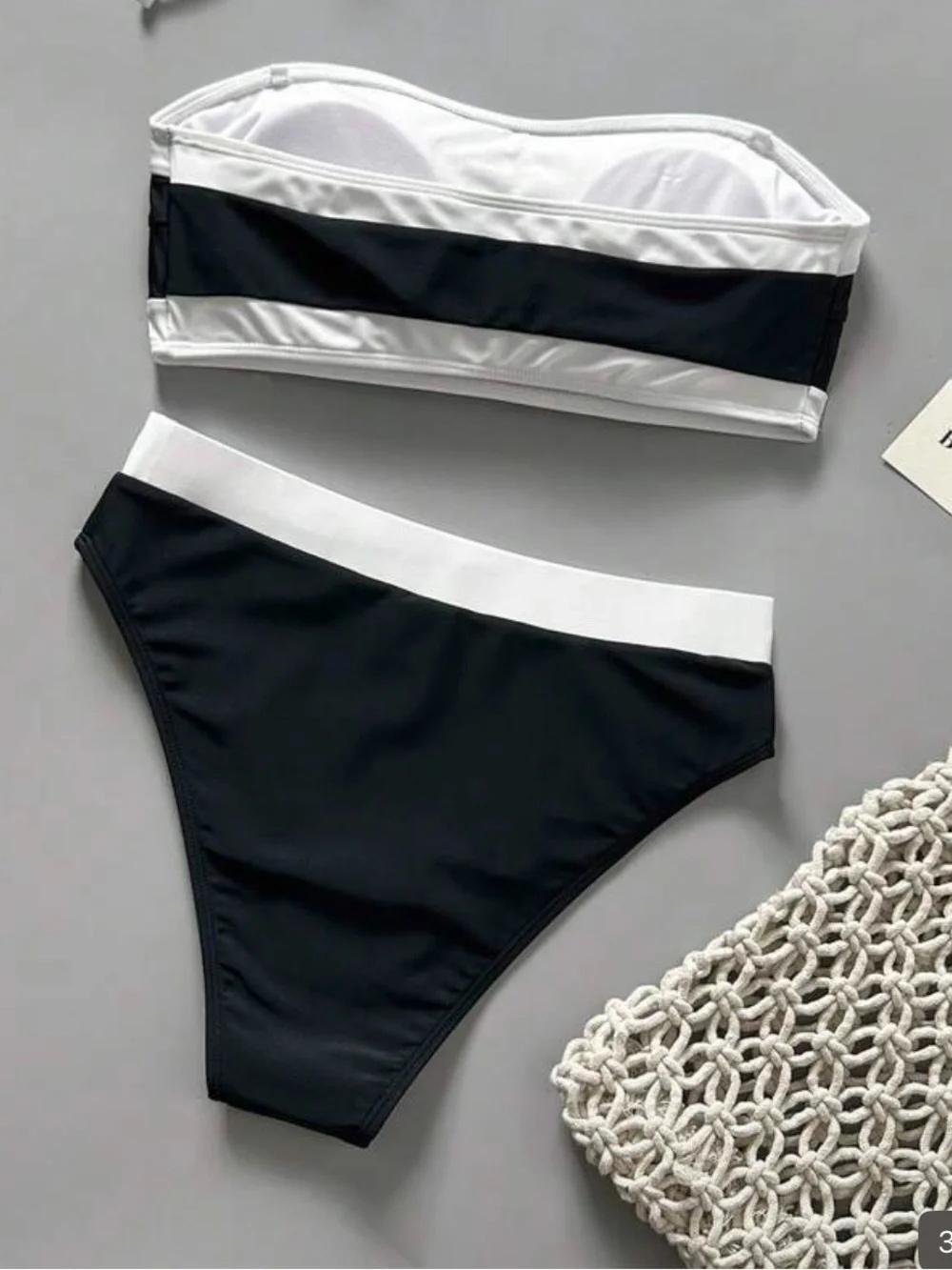 Black & White Bandeau Bikini Set